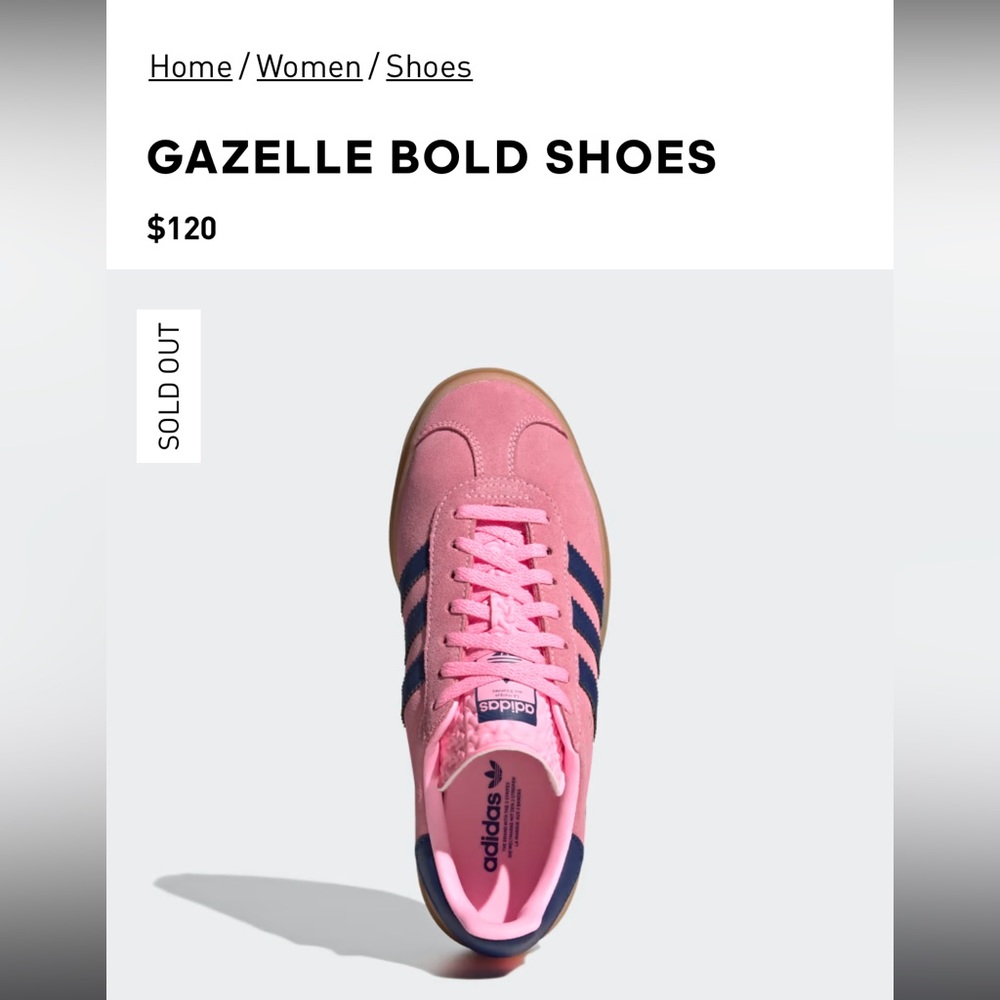 ADIDAS GAZELLE BOLD- PINK GLOW. SIZE 5 WOMEN. BRAND NEW,TAGS ATTACHED AND BOX